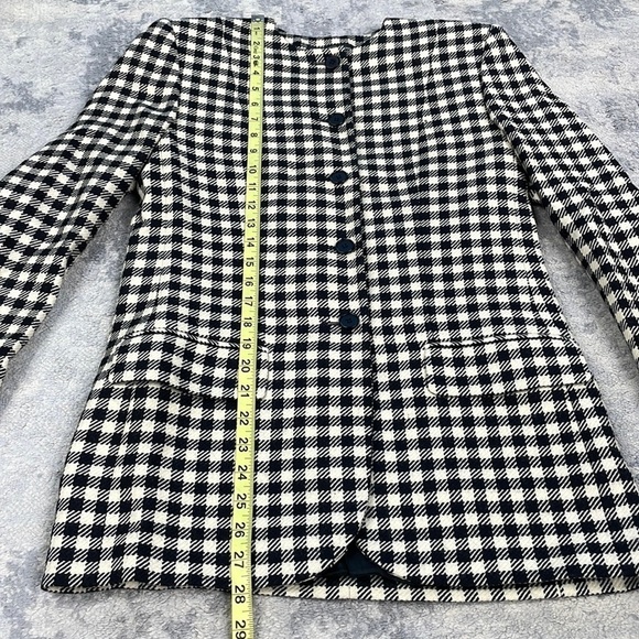 Salvatore Ferragamo Black White Checkered Plaid Blazer Mini Dress Jacket Sz 4 - Picture 4 of 14
